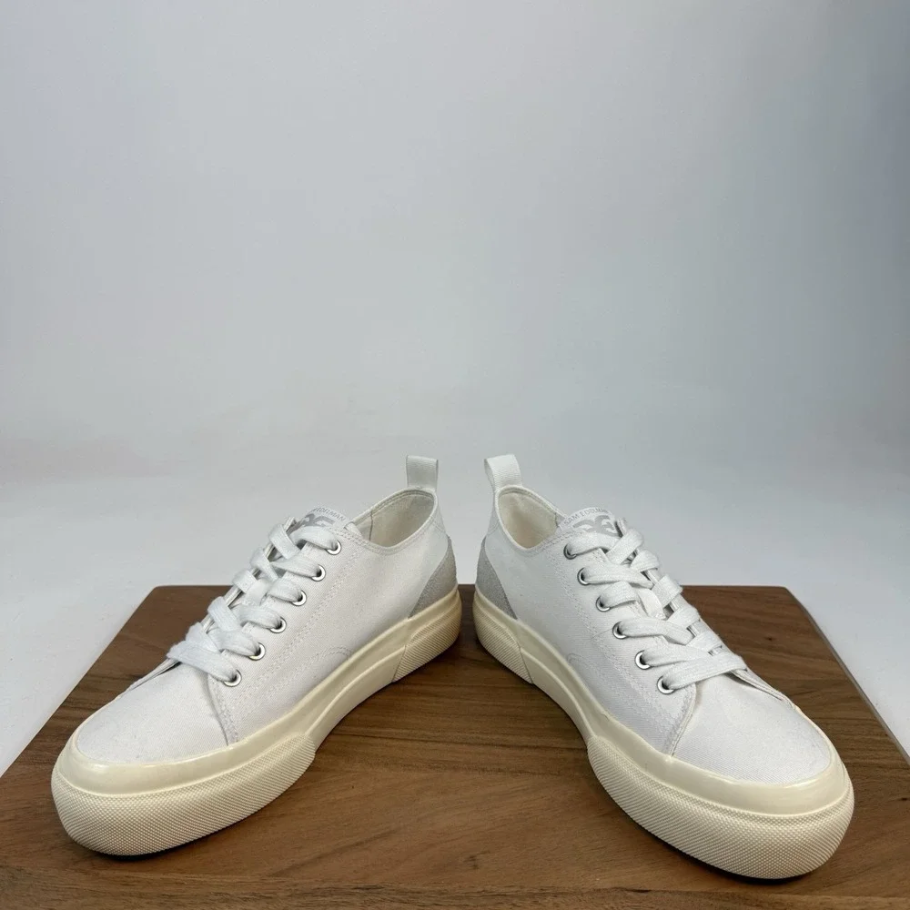 New Womens Sam Edelman‎ Sonia Canvas White Lace-Up Platform Sneakers Size 7 M